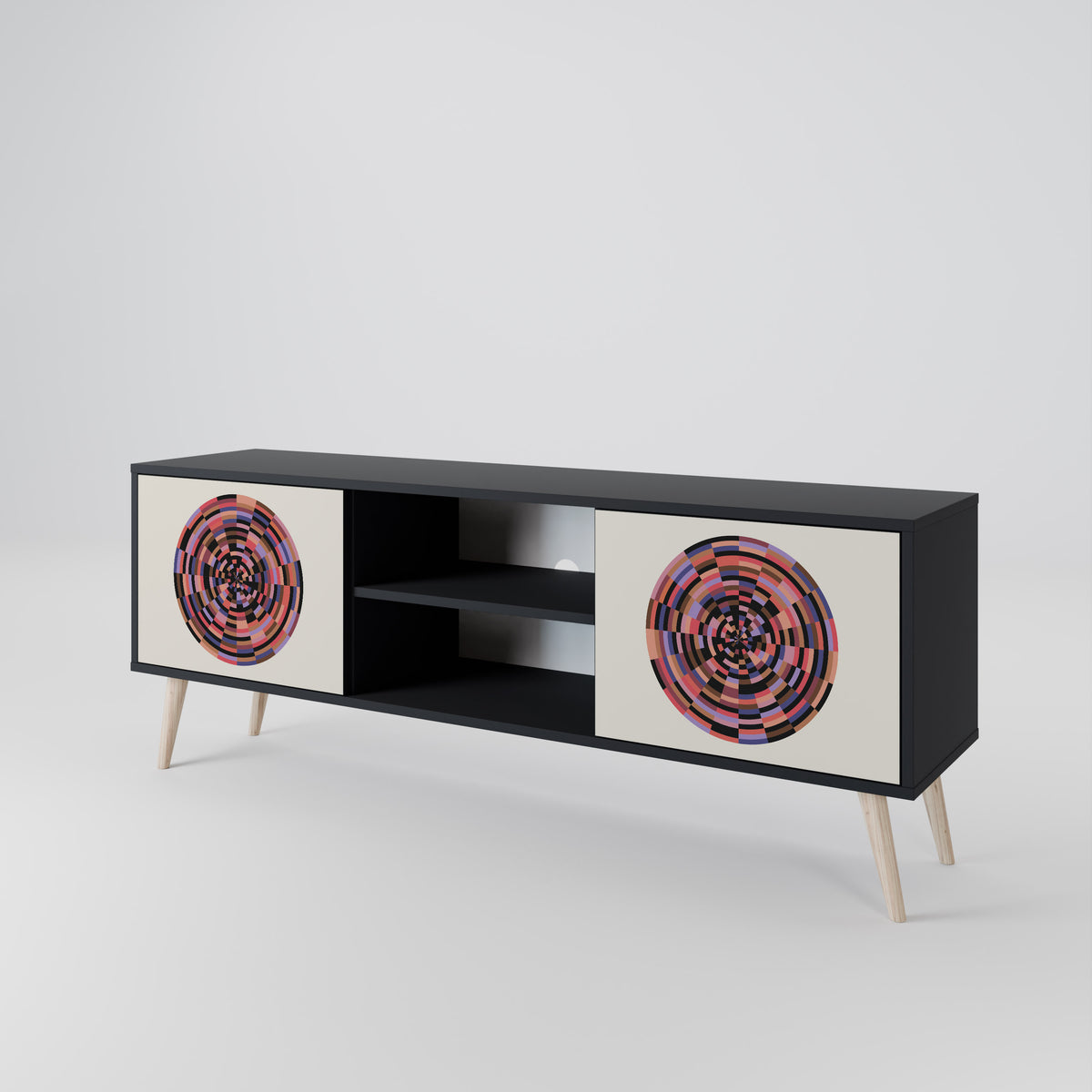 BROWN CIRCLES Mueble de TV de 2 Puertas