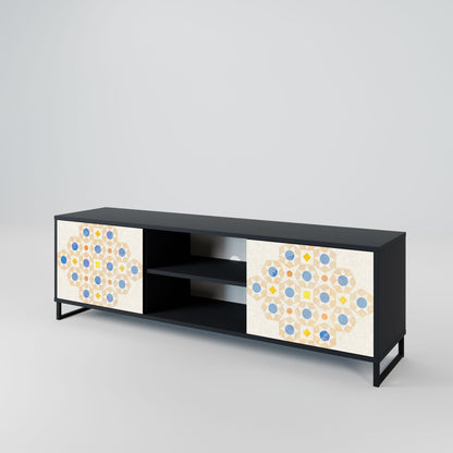 PATTERNED PRISM 2-Door TV Stand in Black Finish