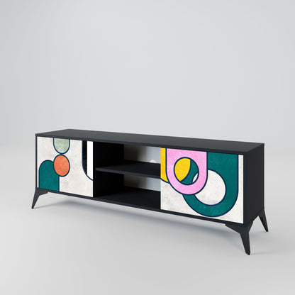 COOL STORY 2-Door TV Stand in Black Finish