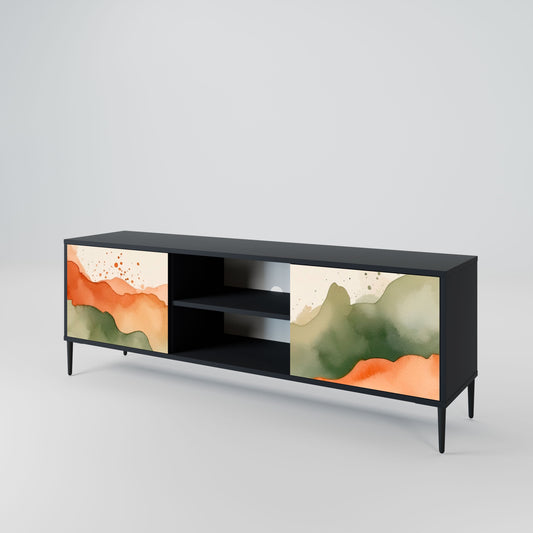 WATERCOLOUR PEAKS 2-Door TV Stand in Black Finish