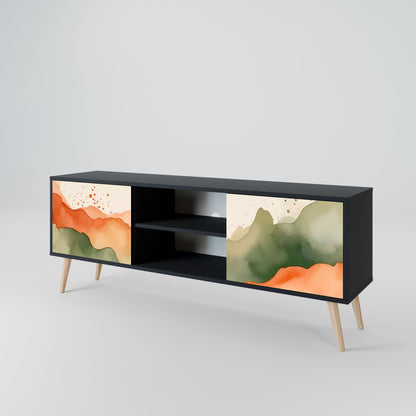 WATERCOLOUR PEAKS 2-Door TV Stand in Black Finish