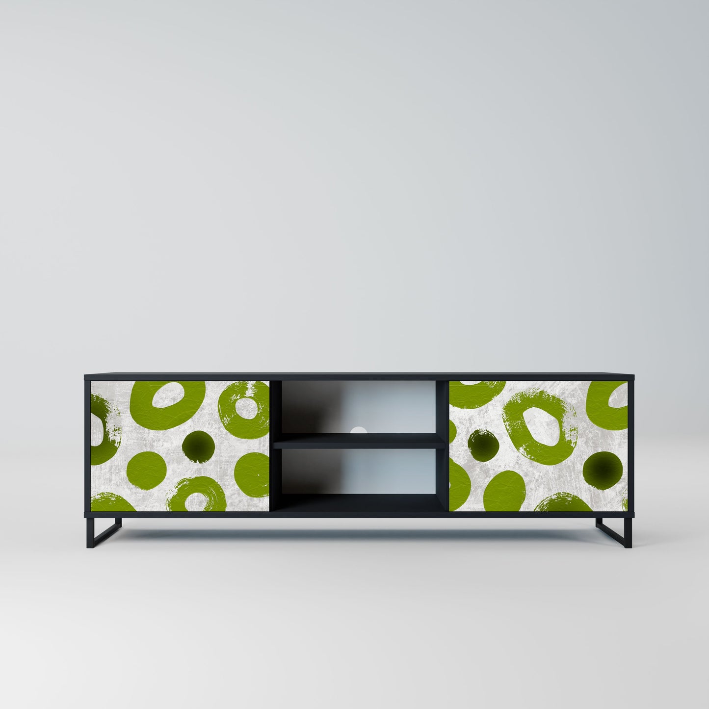 GREEN RHAPSODY 2-Door TV Stand in Black Finish