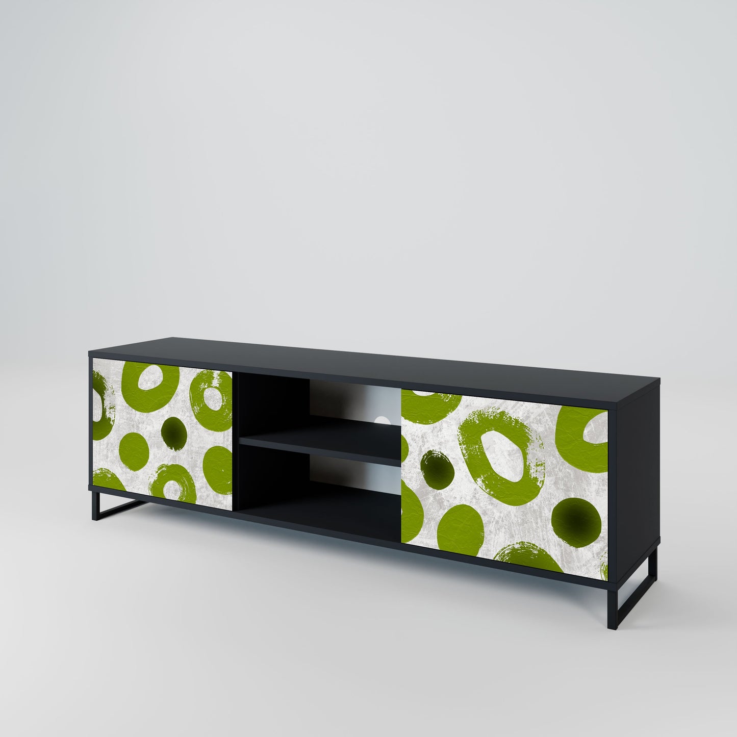 GREEN RHAPSODY 2-Door TV Stand in Black Finish