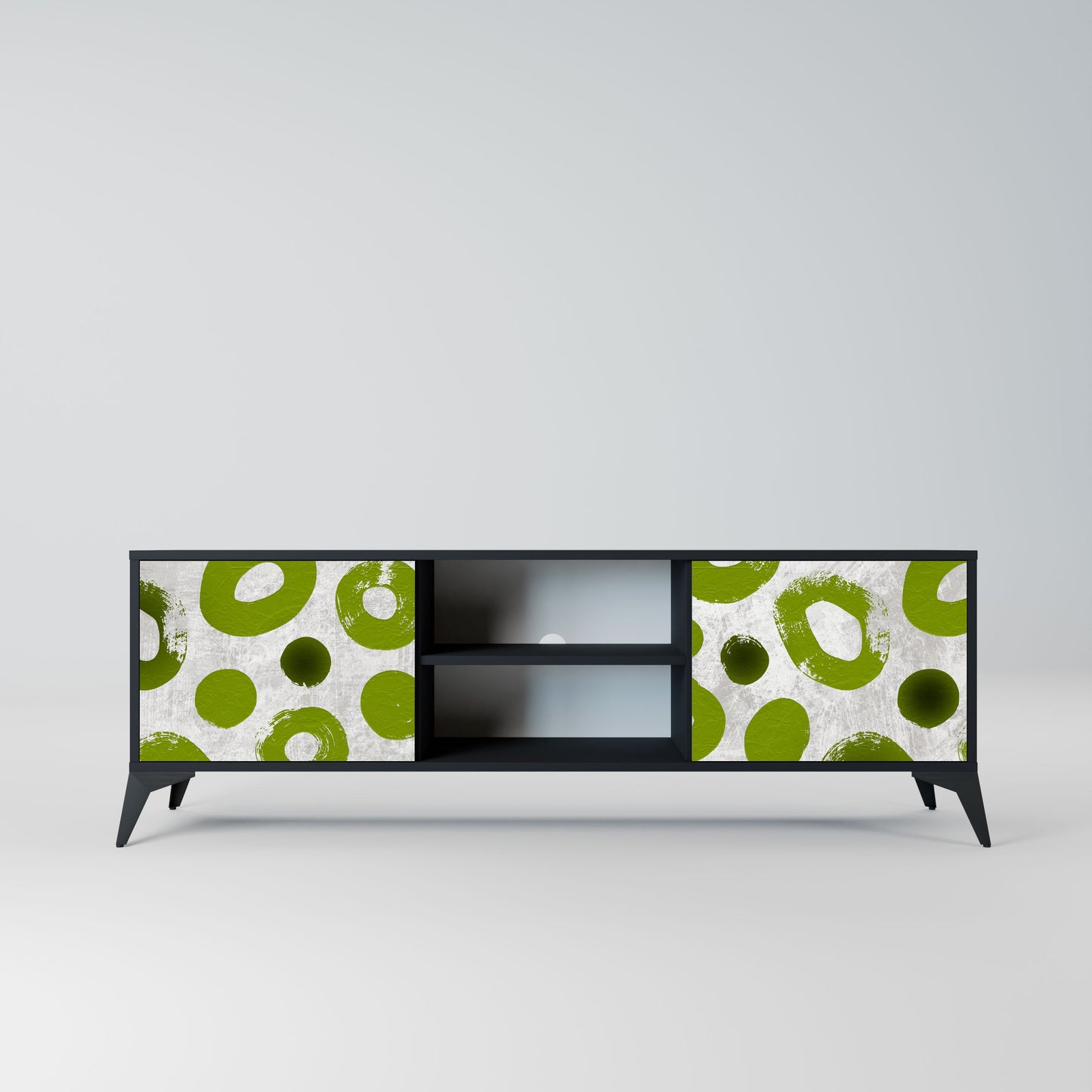 GREEN RHAPSODY 2-Door TV Stand in Black Finish