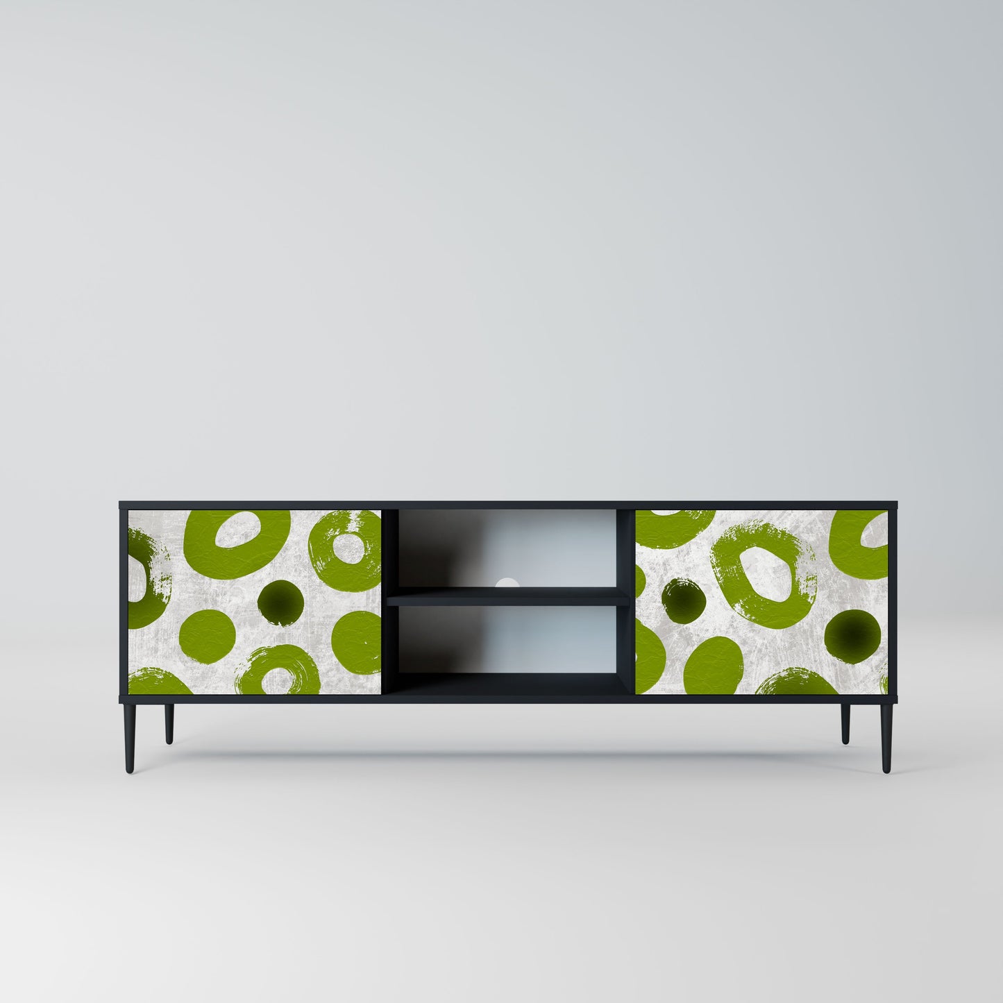 GREEN RHAPSODY 2-Door TV Stand in Black Finish