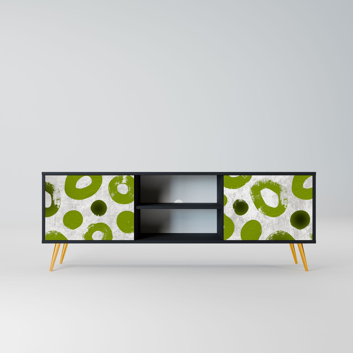 GREEN RHAPSODY 2-Door TV Stand in Black Finish