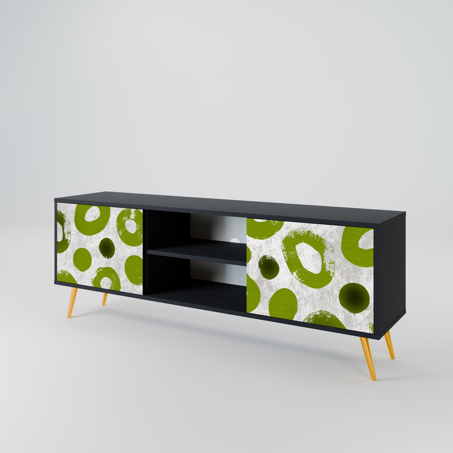 GREEN RHAPSODY 2-Door TV Stand in Black Finish