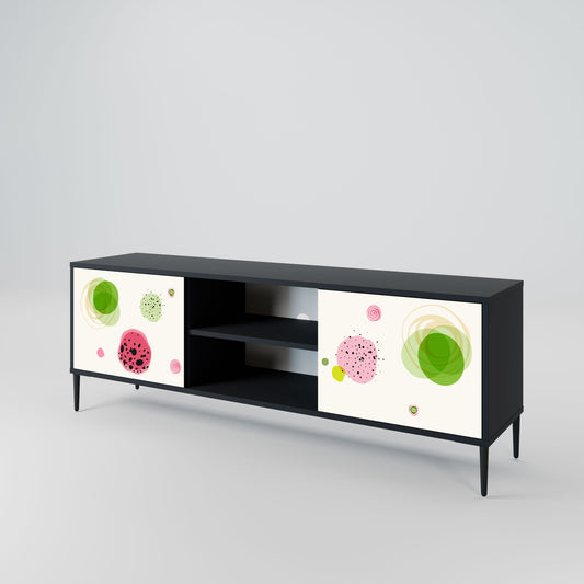 COLORFUL COSMOS 2-Door TV Stand in Black Finish