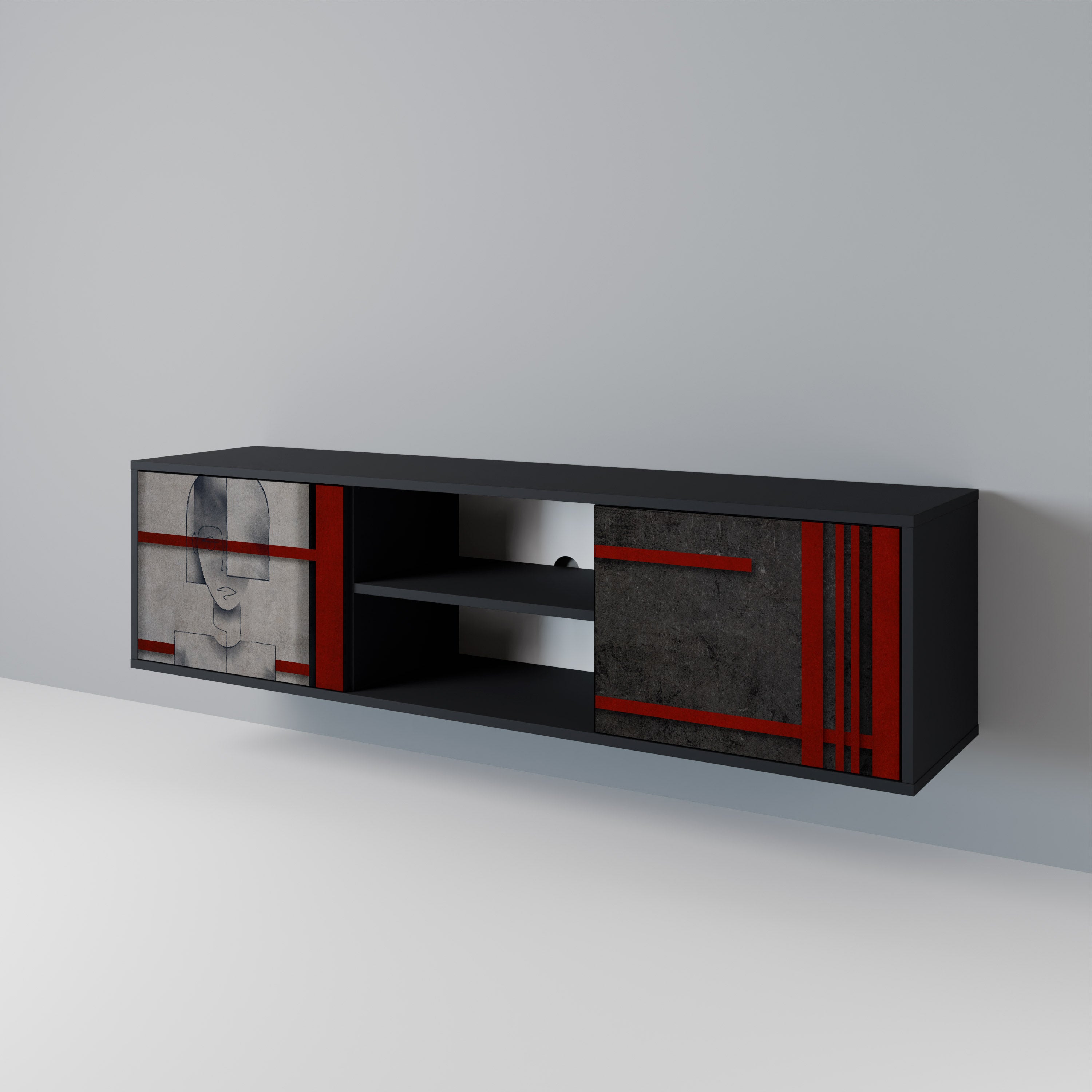 GRAY FIGURES Móvel de TV de 2 Portas
