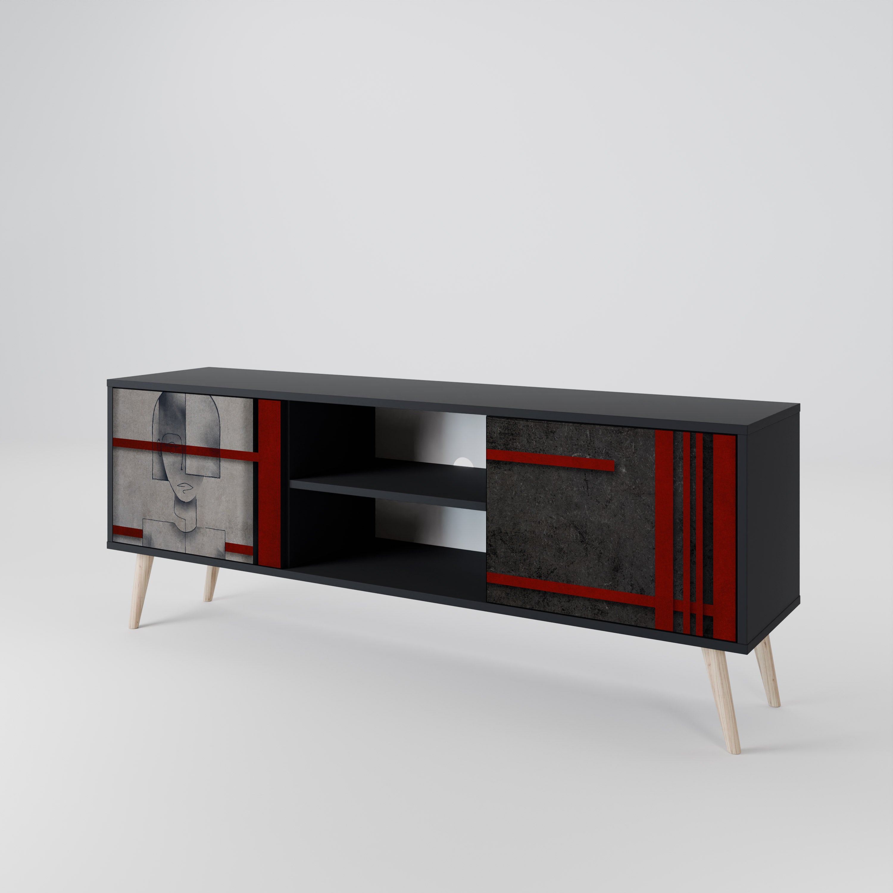 GRAY FIGURES Móvel de TV de 2 Portas