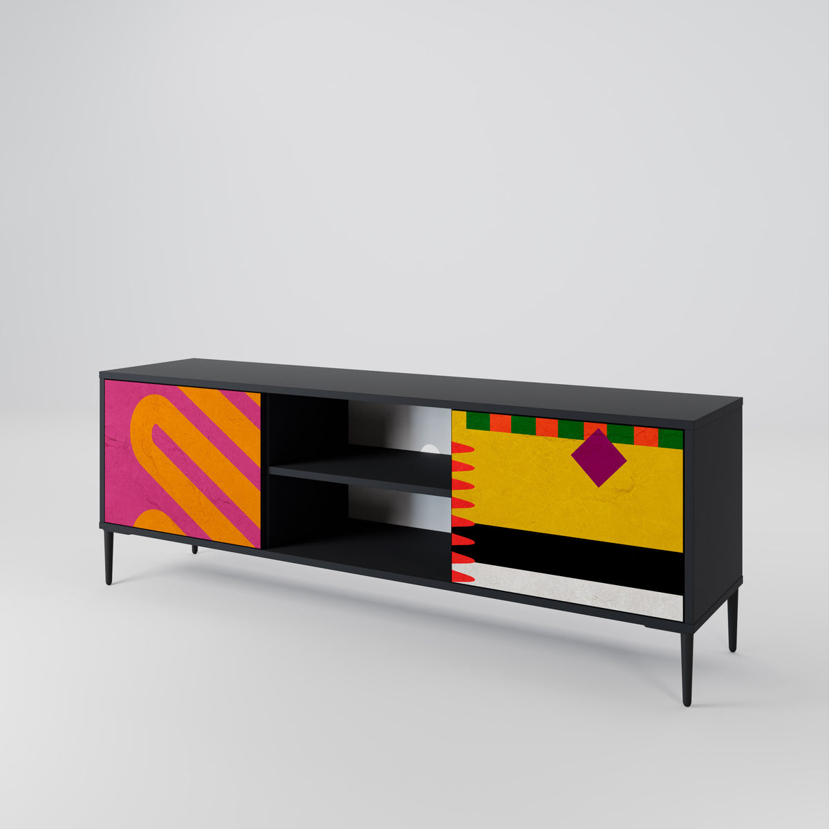 VIVID ART Mueble de TV de 2 Puertas
