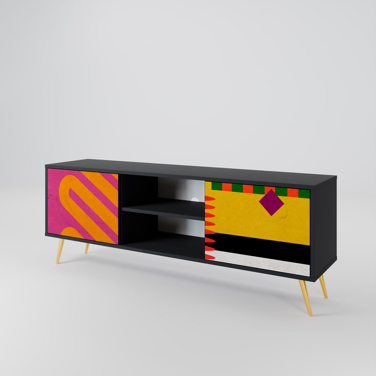 VIVID ART Mueble de TV de 2 Puertas