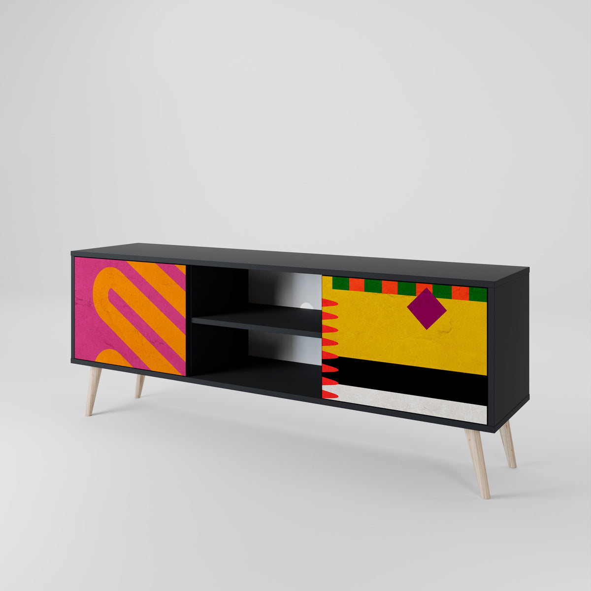 VIVID ART Mueble de TV de 2 Puertas