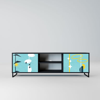 PATHS TO HAPPINESS 2-Door TV Stand in Black Finish