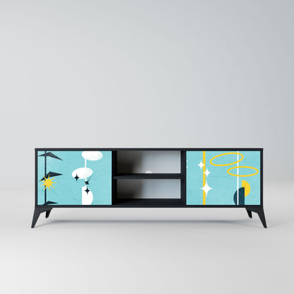 PATHS TO HAPPINESS 2-Door TV Stand in Black Finish