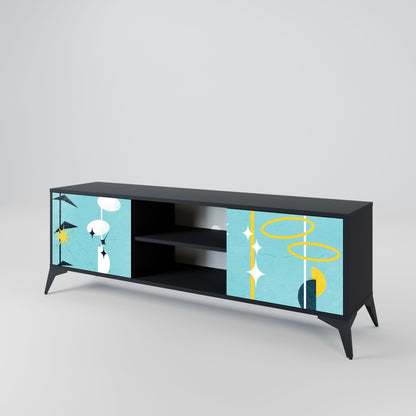 PATHS TO HAPPINESS 2-Door TV Stand in Black Finish