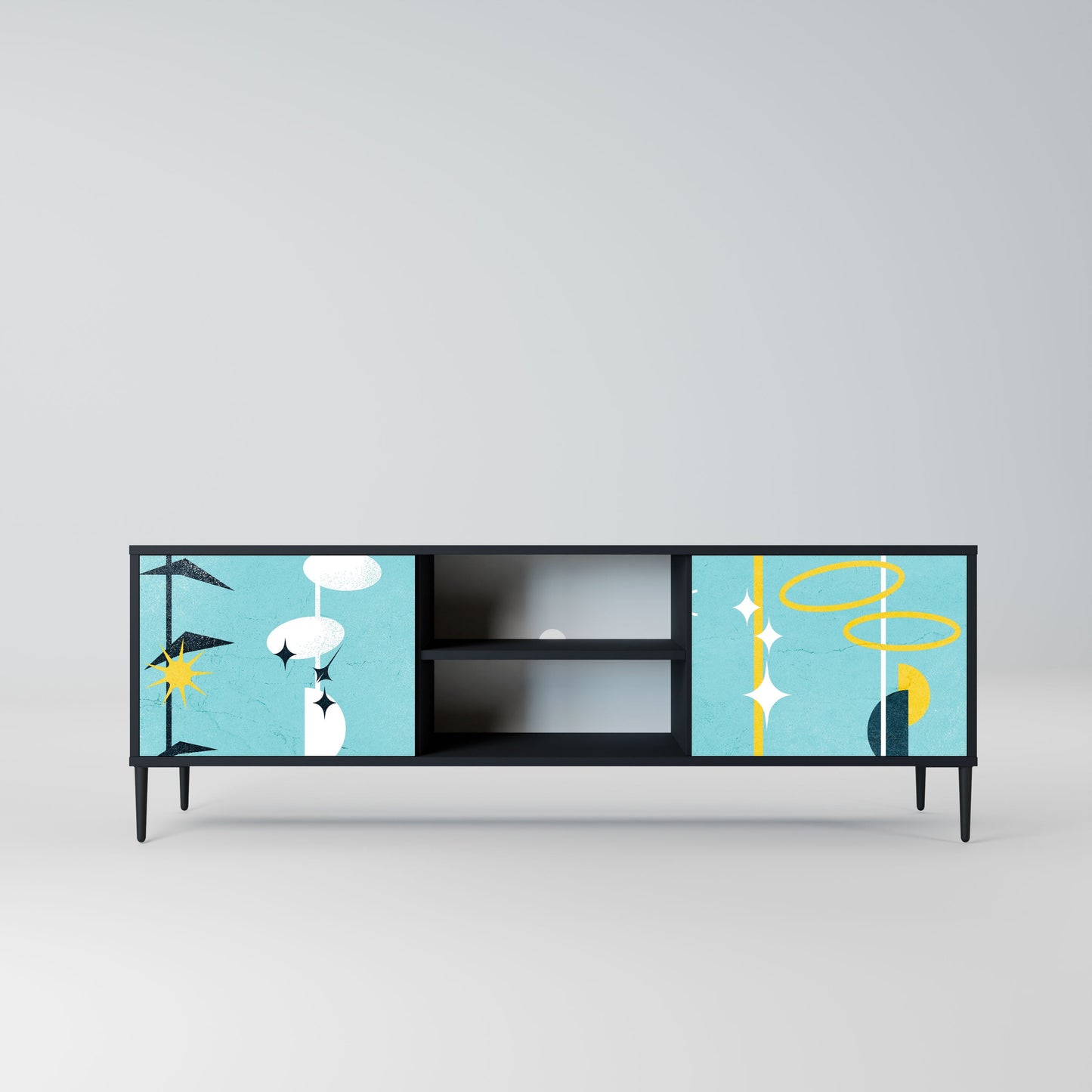 PATHS TO HAPPINESS 2-Door TV Stand in Black Finish