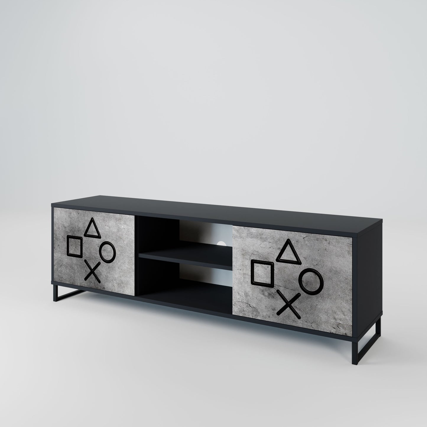 GAMER CHOICE 2-Door TV Stand in Black Finish