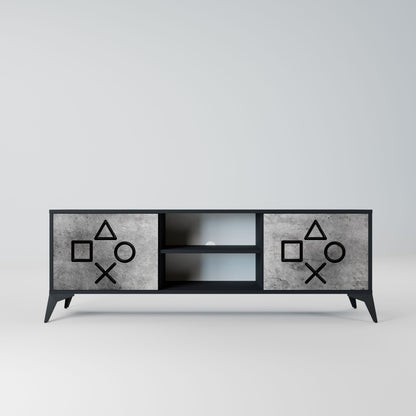 GAMER CHOICE 2-Door TV Stand in Black Finish