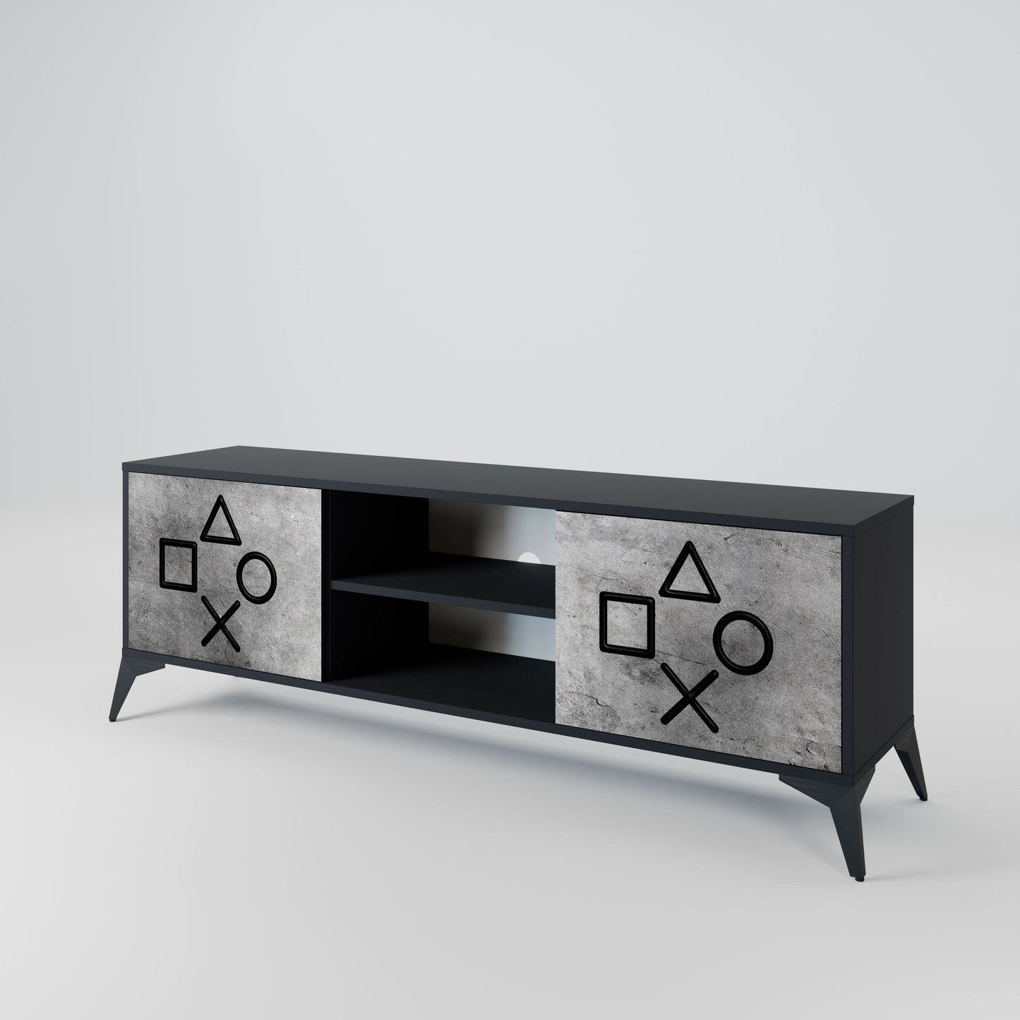 GAMER CHOICE 2-Door TV Stand in Black Finish