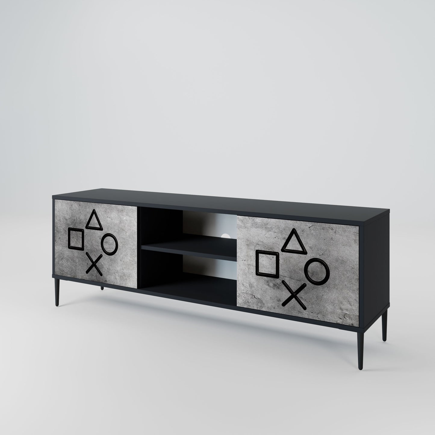 GAMER CHOICE 2-Door TV Stand in Black Finish