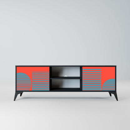 RISING GEOMETRY STARS 2-Door TV Stand in Black Finish