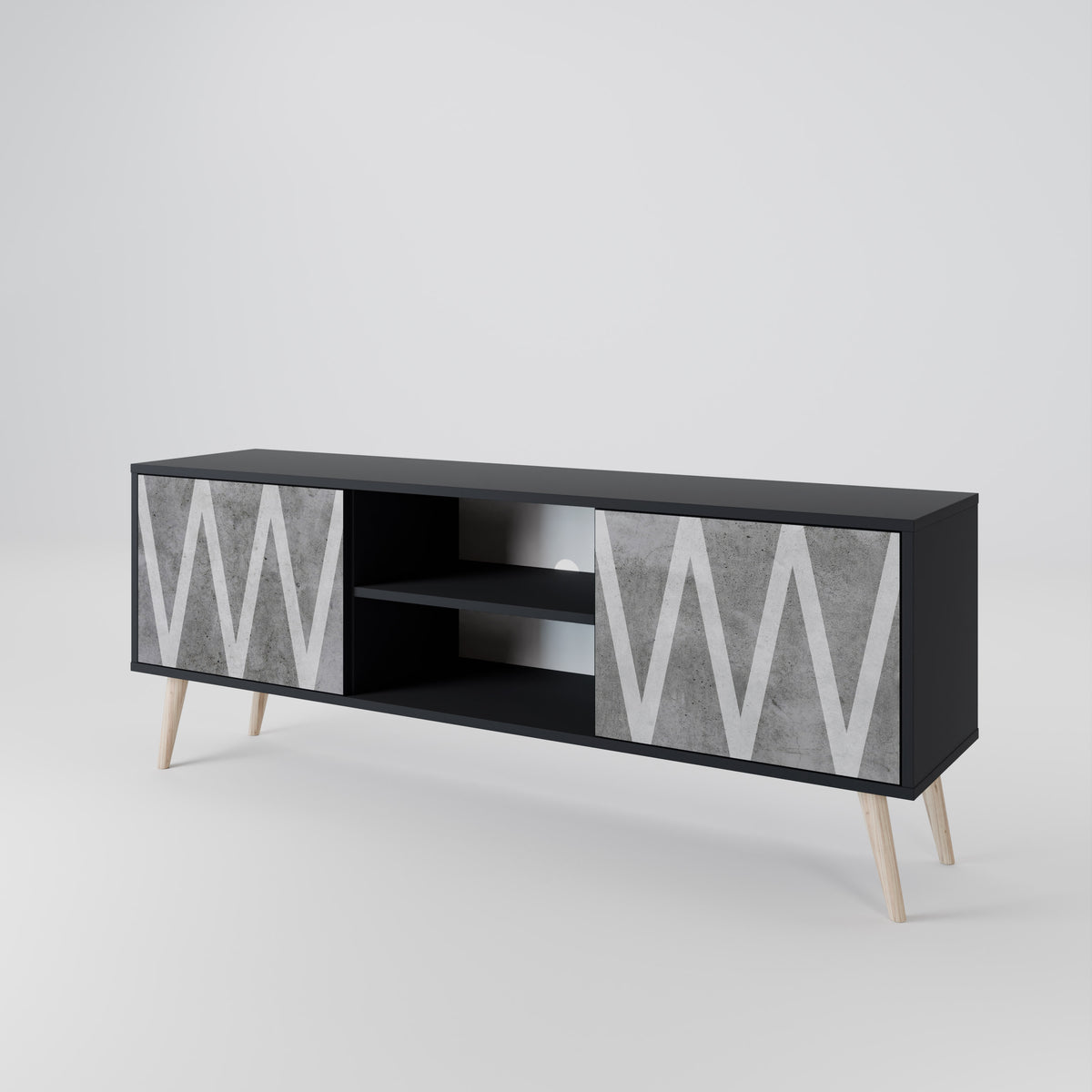 SOLID ZIG ZAG 2-Door TV Cabinet