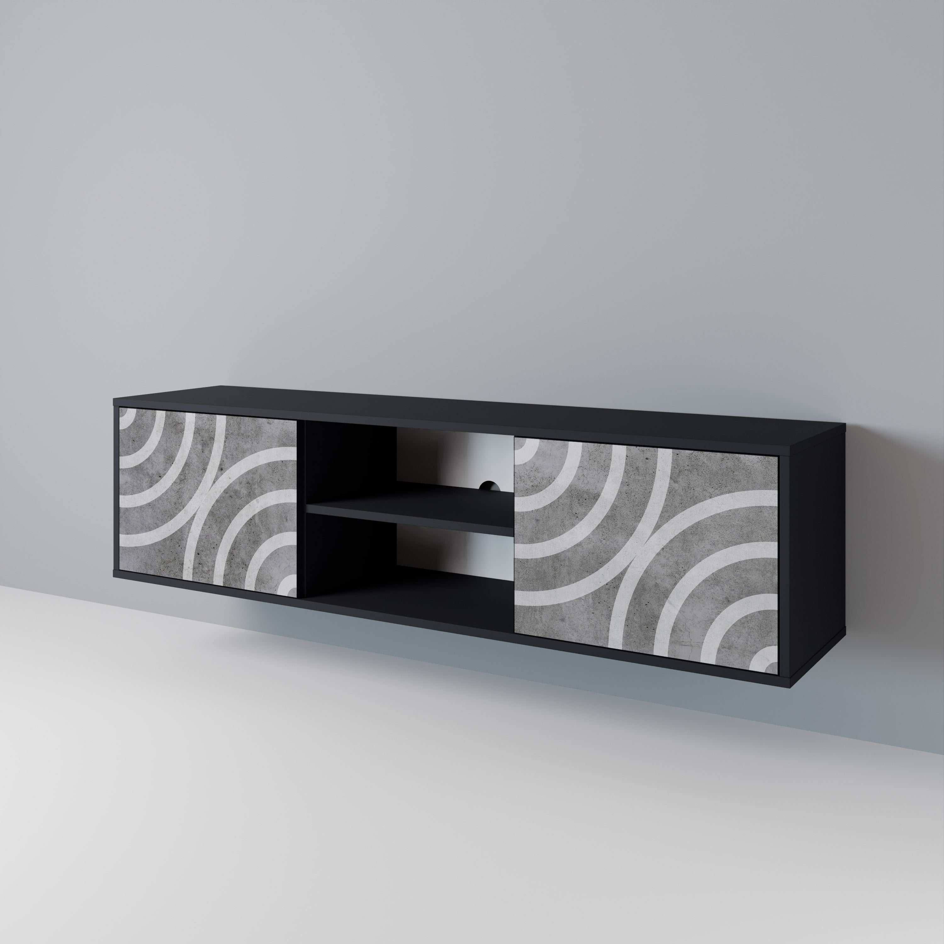 CIRCLE CONCRETE 2-Door TV Cabinet