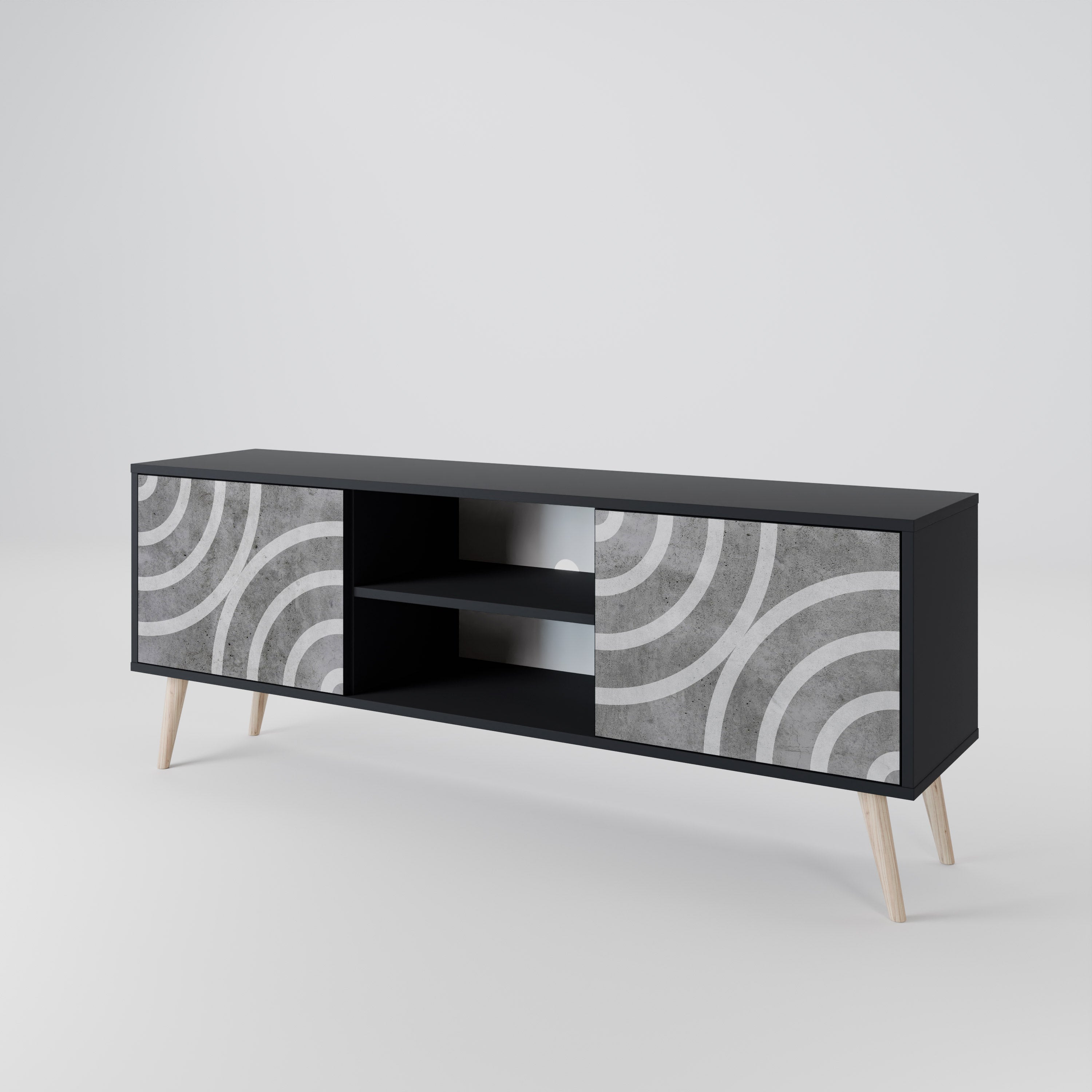 CIRCLE CONCRETE 2-Door TV Cabinet