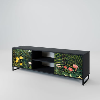 VIRGIN FOREST WITH SUNSET 2-Door TV Stand in Black Finish