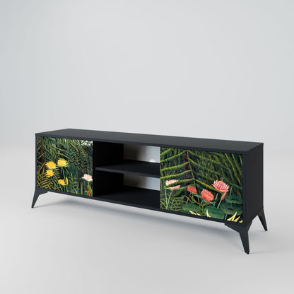 VIRGIN FOREST WITH SUNSET 2-Door TV Stand in Black Finish