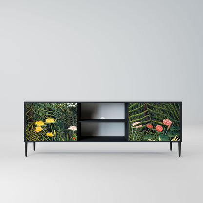 VIRGIN FOREST WITH SUNSET 2-Door TV Stand in Black Finish