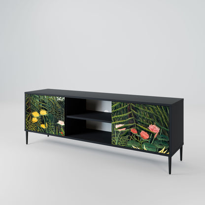 VIRGIN FOREST WITH SUNSET 2-Door TV Stand in Black Finish