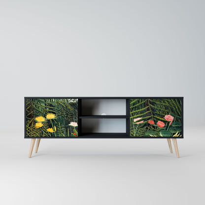 VIRGIN FOREST WITH SUNSET 2-Door TV Stand in Black Finish