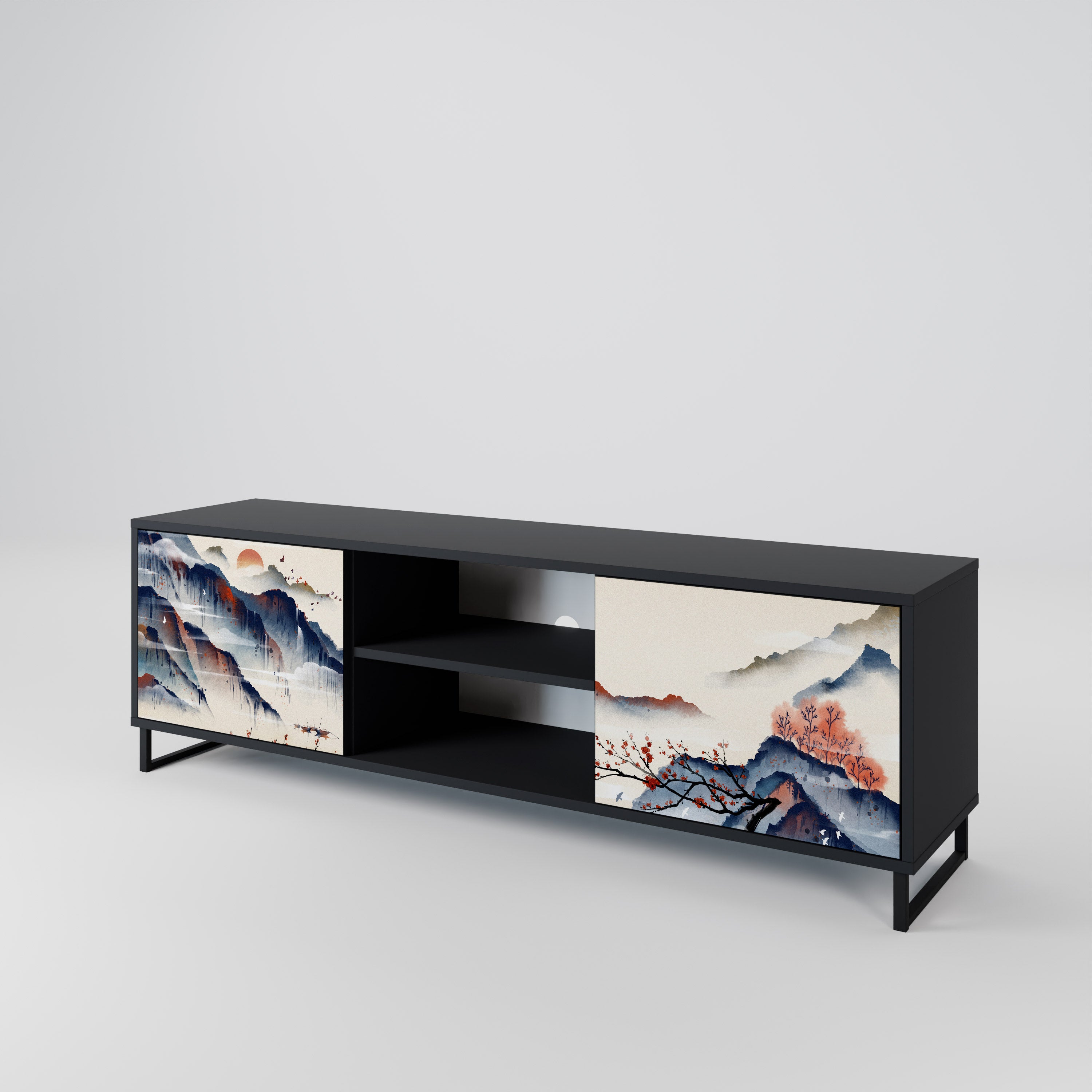 JAPANESE LANDSCAPE 2-Door TV Cabinet