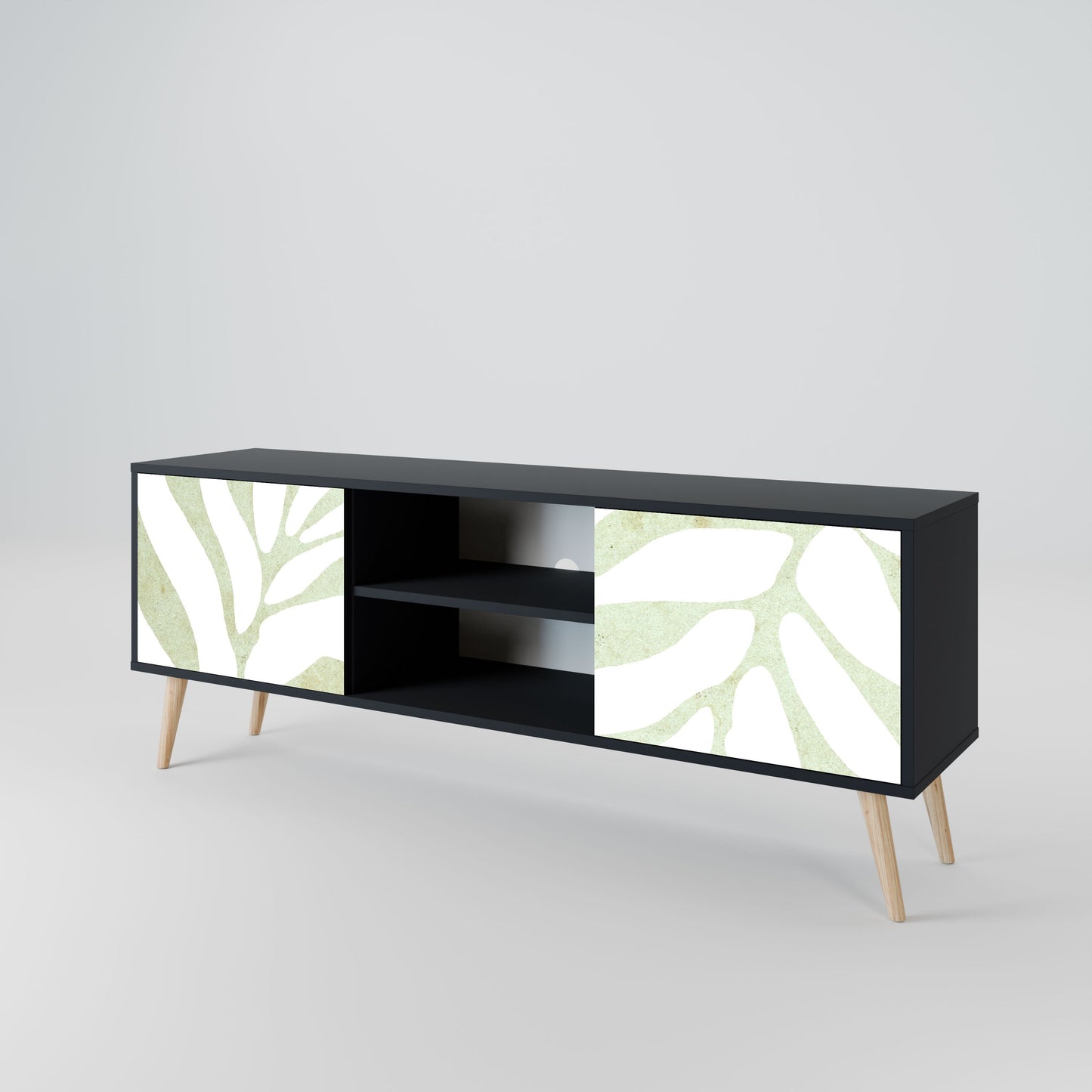 Mobile TV BOTANICAL SPARK a 2 ante con finitura nera