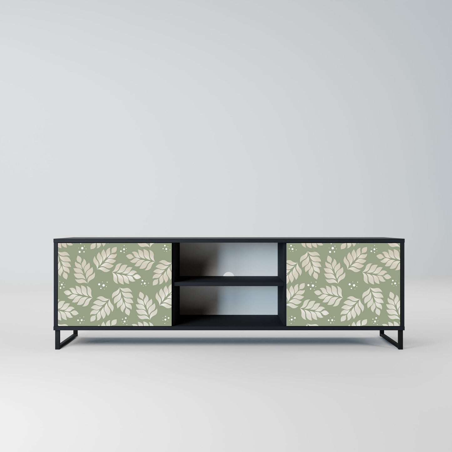 LEAVES ON GREEN 2-Door TV Stand in Black Finish