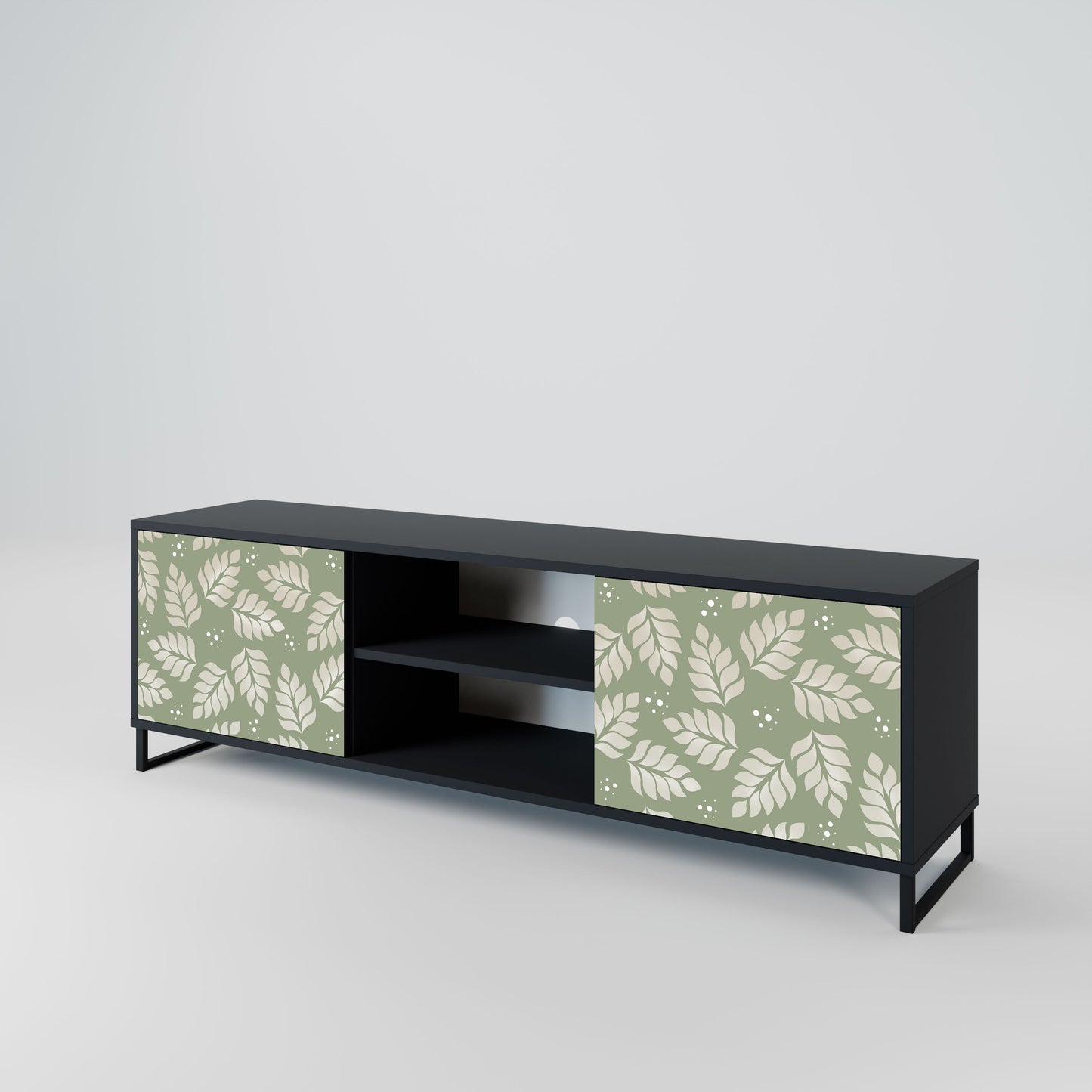 LEAVES ON GREEN 2-Door TV Stand in Black Finish