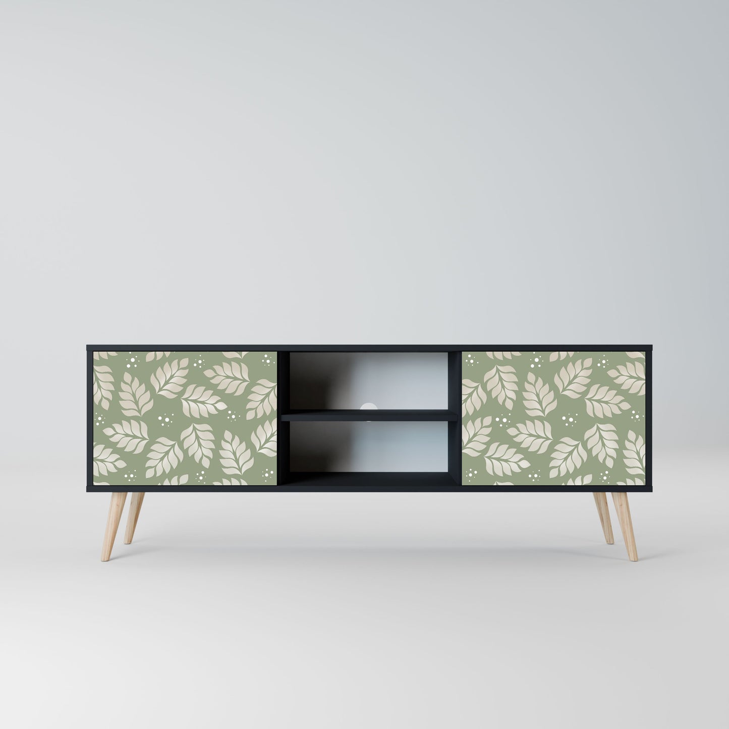 LEAVES ON GREEN 2-Door TV Stand in Black Finish