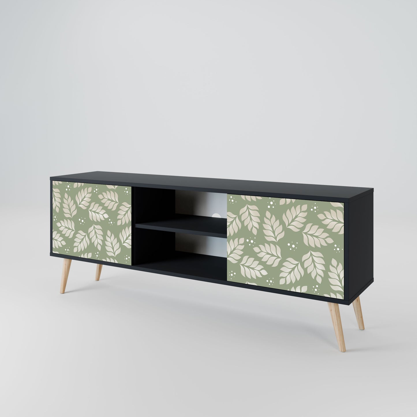 LEAVES ON GREEN 2-Door TV Stand in Black Finish