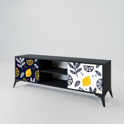 CITRUS BLACK AND WHITE 2-Door TV Stand in Black Finish