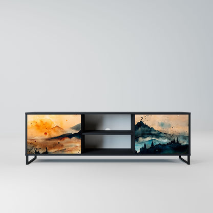 OMINOUS MOUNTAINS 2-Door TV Stand in Black Finish