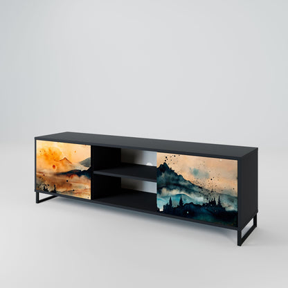 OMINOUS MOUNTAINS 2-Door TV Stand in Black Finish