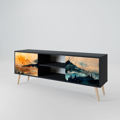 OMINOUS MOUNTAINS 2-Door TV Stand in Black Finish