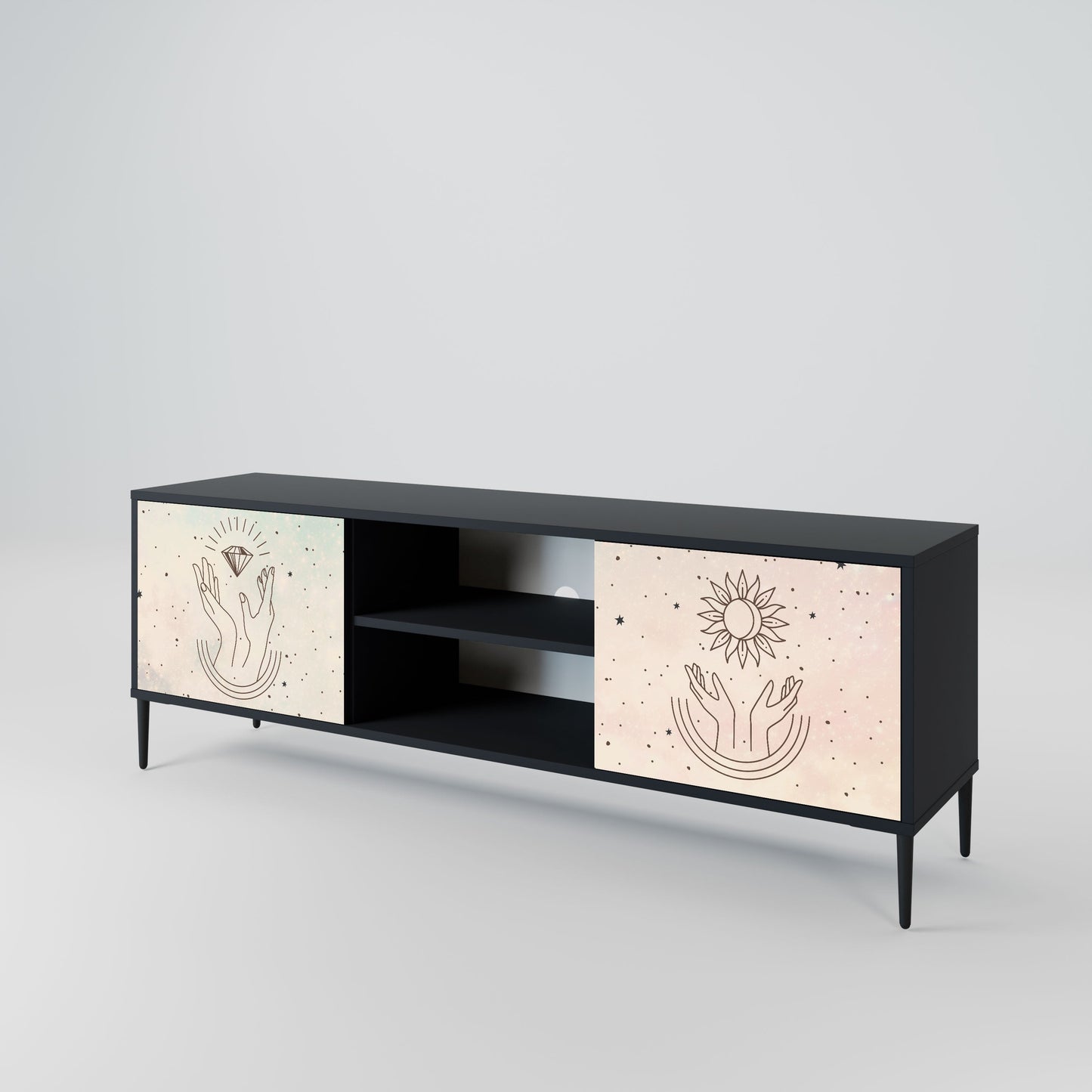 Meuble TV 2 portes DELICATE BEAUTY en finition noire