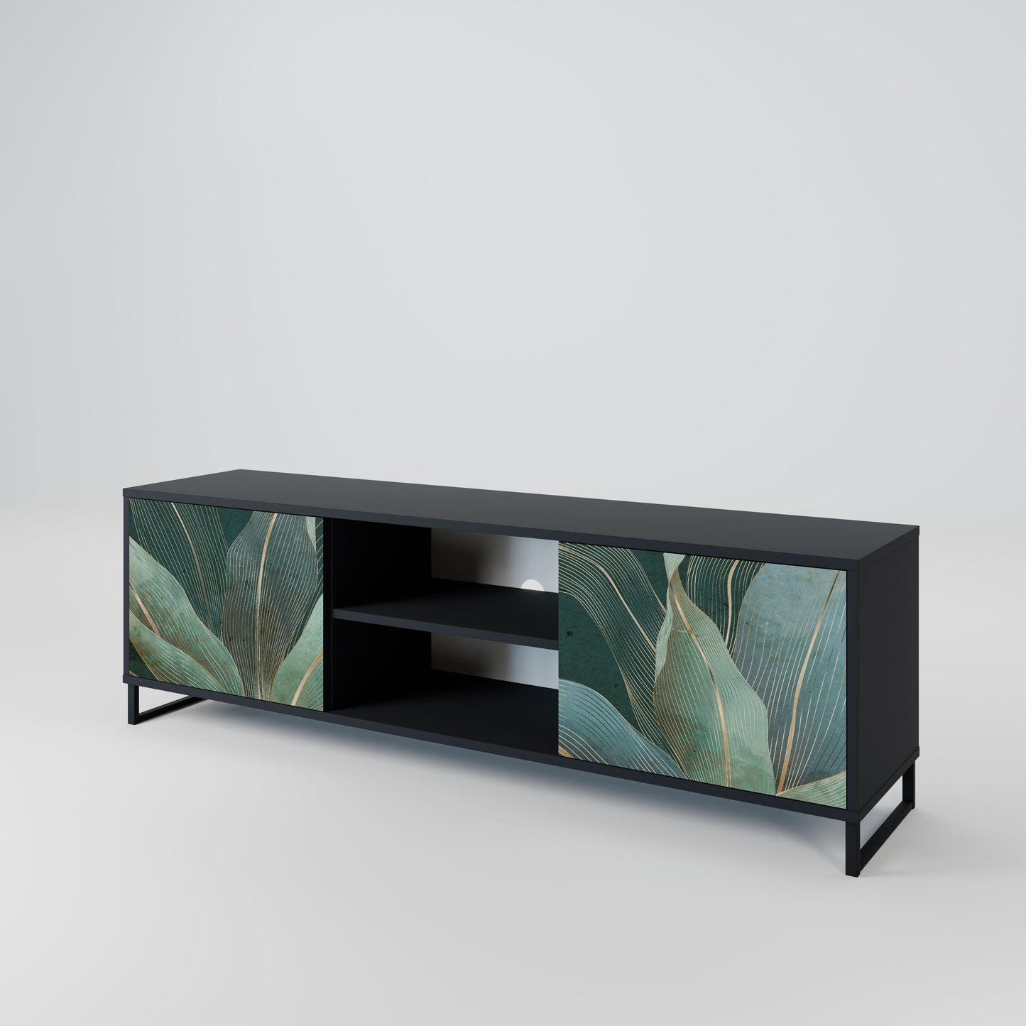 ROYAL GREEN 2-Door TV Stand in Black Finish