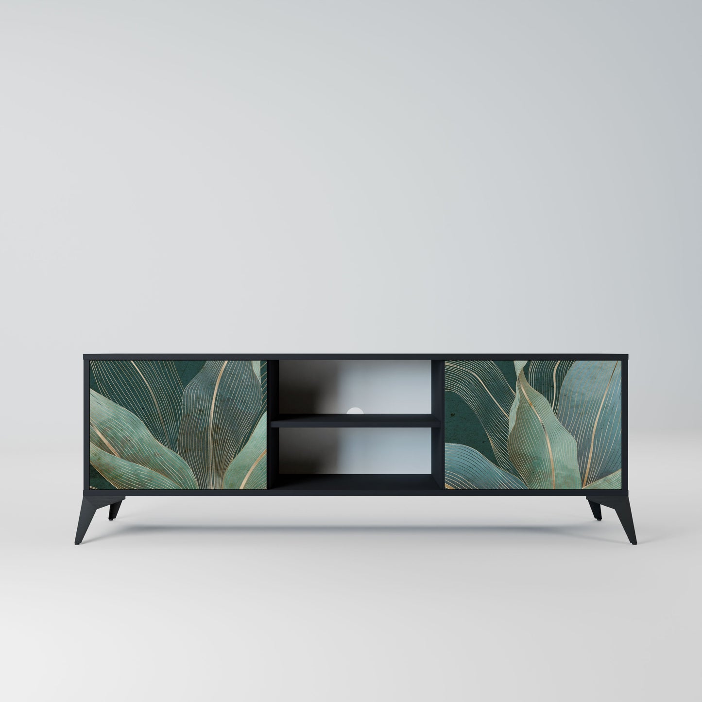 ROYAL GREEN 2-Door TV Stand in Black Finish