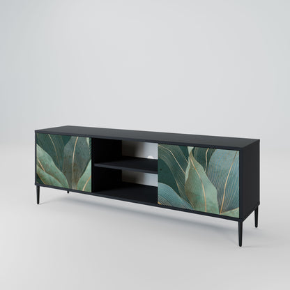 ROYAL GREEN 2-Door TV Stand in Black Finish