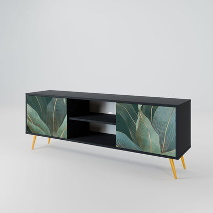 ROYAL GREEN 2-Door TV Stand in Black Finish