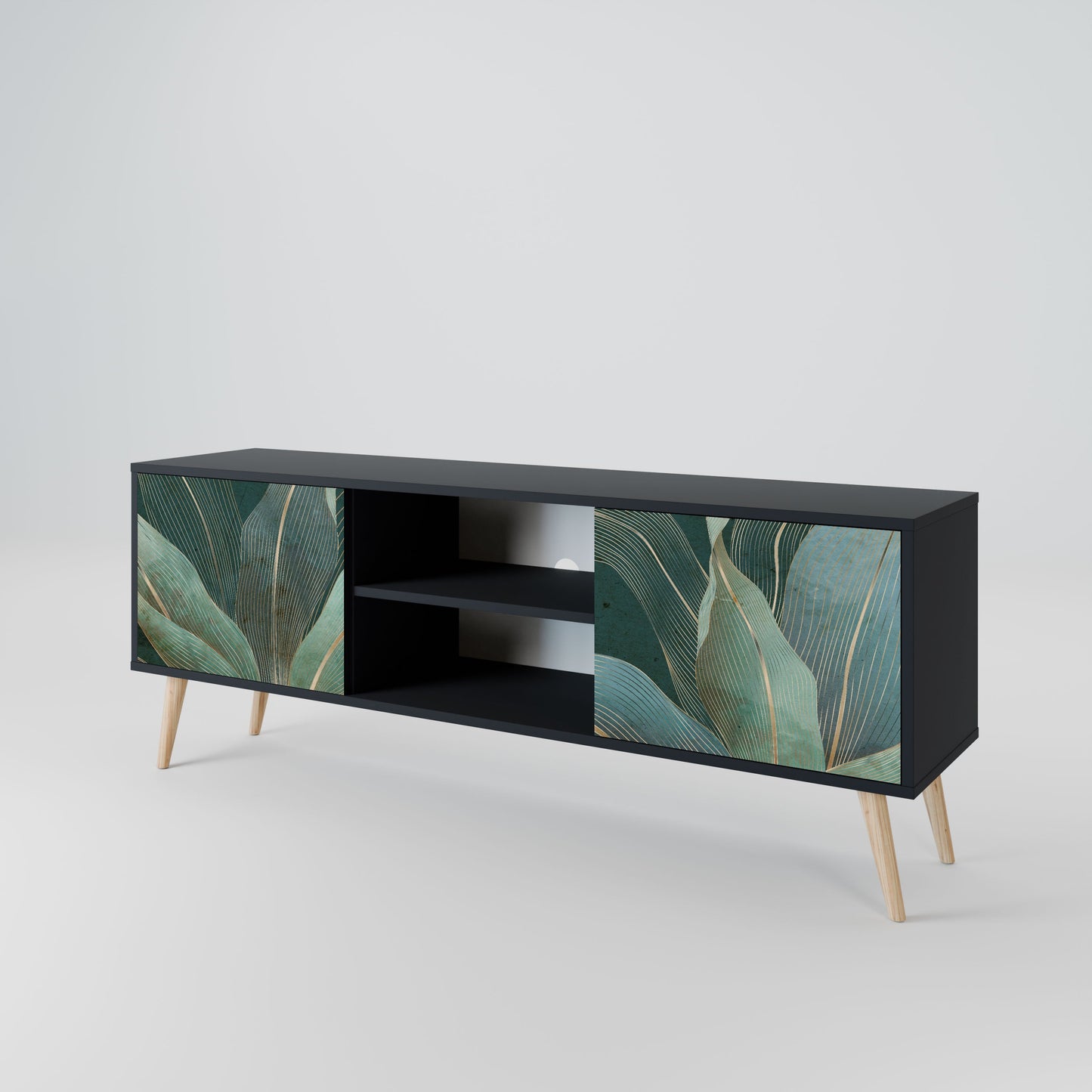 ROYAL GREEN 2-Door TV Stand in Black Finish